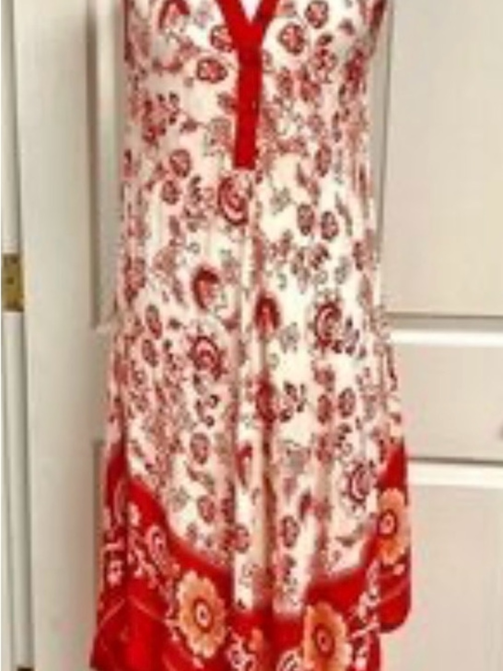 Seven islands New York size Med Women's Red and White Floral Midi Dress